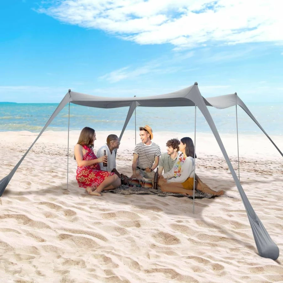 BOTINDO Pop Up Beach Tent 10x10FT - Portable Sun Shelter with Carry Bag, 4-Pole Stability for Family Camping, Fishing & Backyard, Turquoise UV Protection Canopy