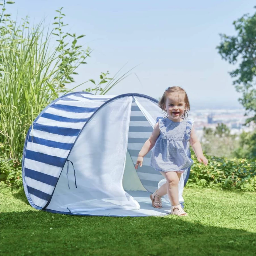 Babymoov UPF 50+ Pop-Up Baby Beach Tent - Portable Sun Shelter for Toddlers, Blue Waves (2025 Summer Collection)