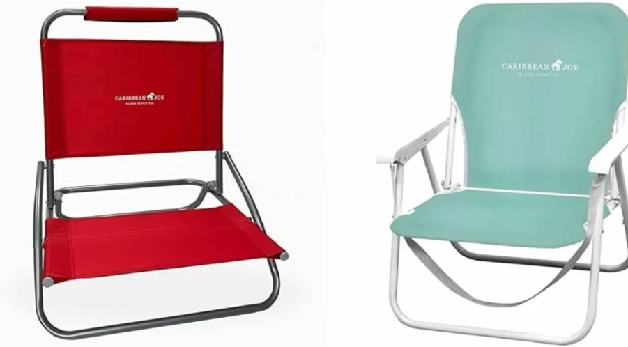 CARIBBEAN JOE Lightweight Folding Beach Chair - Portable Teal Camping Chair for Outdoor, Travel & Relaxation