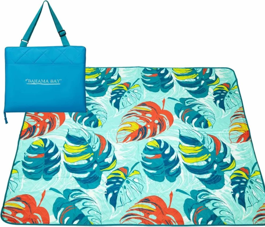 Old Bahama Bay Waterproof Sandproof Beach Blanket - Large Portable Picnic Mat for Outdoor Camping, Park, and Play - Foldable, Washable, Lightweight Design