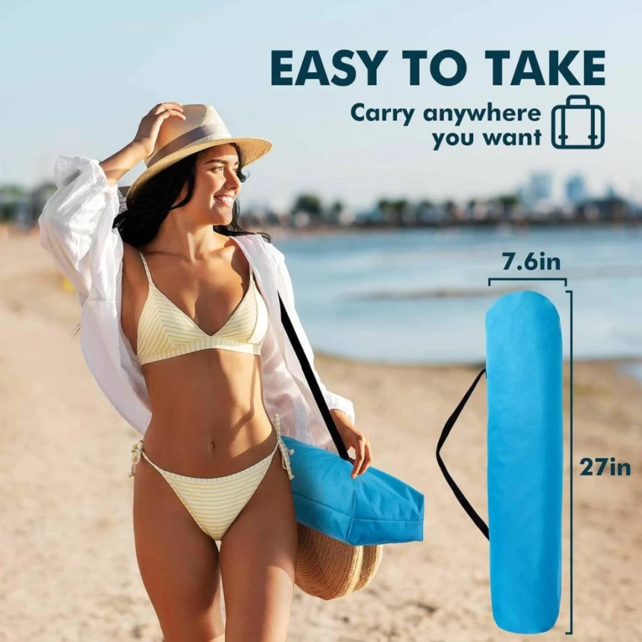 AKSOUL Portable Folding Beach Chair for Adults - Adjustable High/Low Back, Extra Wide Seat with Pillow & Storage Pocket, Includes Carry Bag (Blue, 1 or 2 Pack)