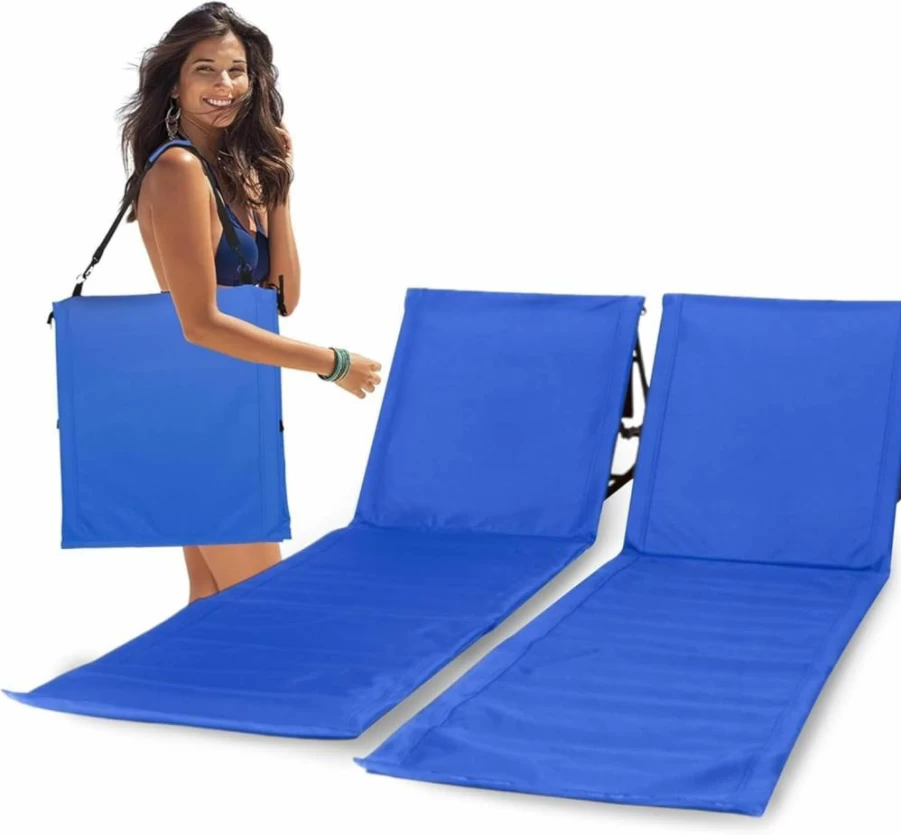 UNIPRIDE Lightweight Folding Beach Chair for Adults - Portable Sand-Free Waterproof Lounge Chair for Tanning, Camping, Travel - Compact Beach Gear with Carry Bag (Beige)