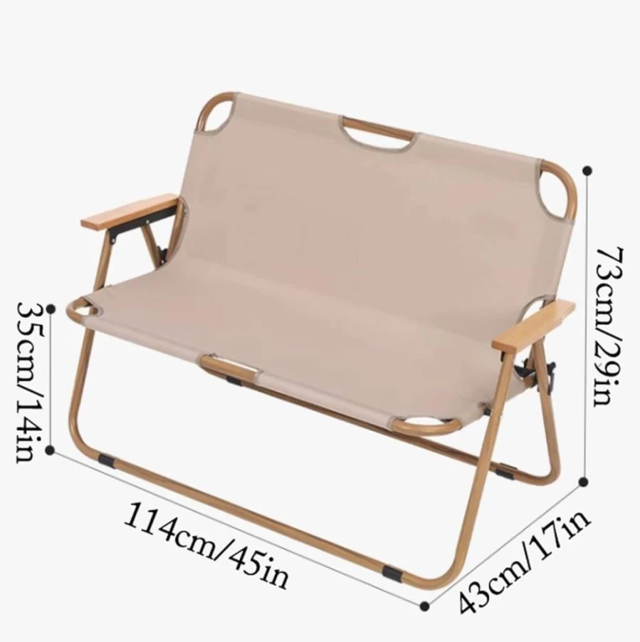 Generic Sand Color Portable Folding Camping Chair - Lightweight Double Sofa for Outdoor, Beach, Fishing & Travel - Multi-Person Use