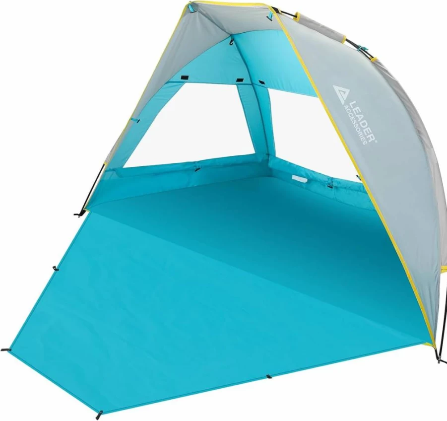 Leader Accessories 2-3 Person Beach Tent with UPF 50+ Sun Protection, Portable Sun Shelter Canopy & Extendable Floor, Lightweight Blue Shade for Outdoor Travel
