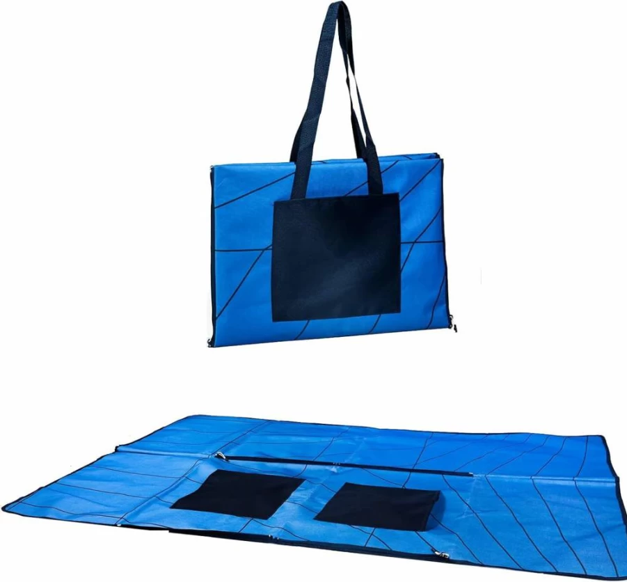 3-in-1 Waterproof Picnic Blanket with Shoulder Strap & Storage Pockets - Portable Outdoor Mat for Beach, Park, Travel - Sandproof Lightweight Oxford Canvas - Folds into Carry Bag (55"x39")