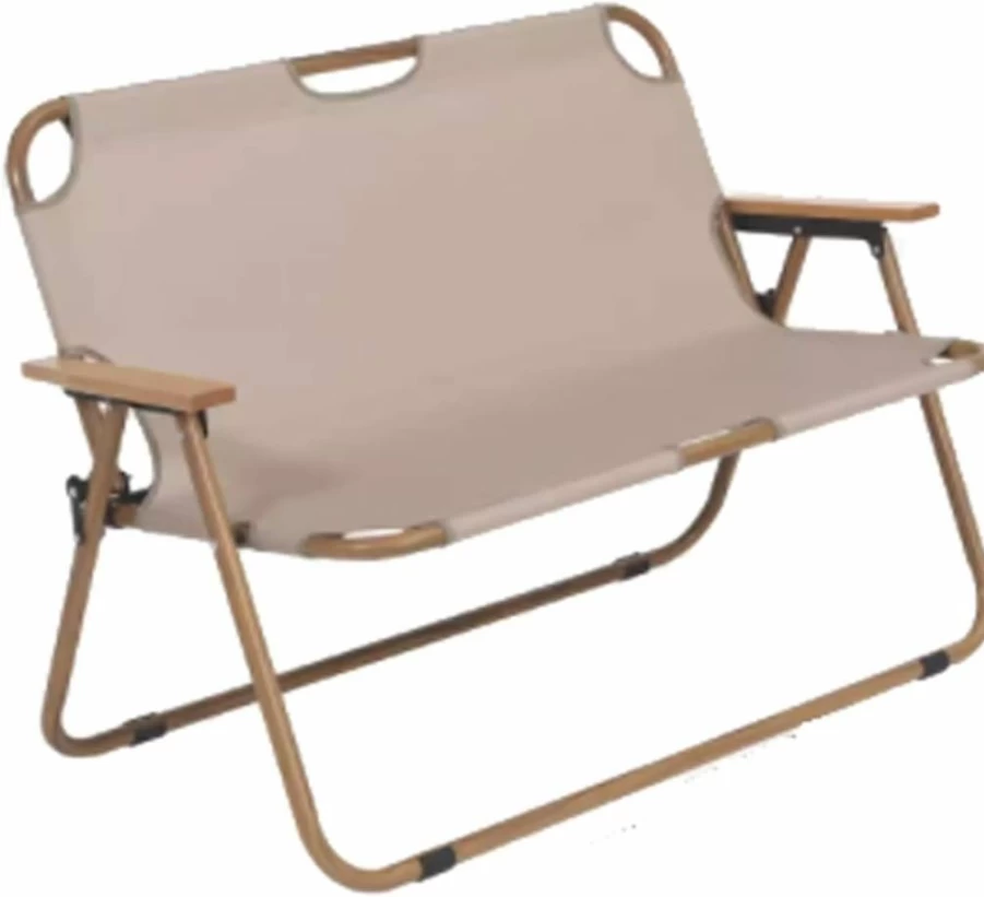 Portable Folding Double Sofa Chair for Outdoor, Beach, Camping & Fishing - Lightweight Travel Chair for 2 People (Black/Sand) - Generic Brand