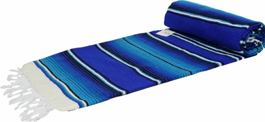 Open Road Goods Authentic Mexican Serape Blanket - Handwoven Multicolor Striped Throw for Beach, Yoga & Home Decor - Lightweight Saltillo Design (Orange Red)