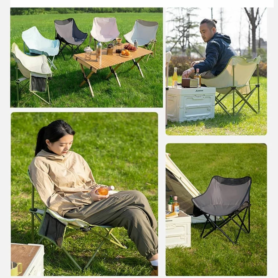 Walkervo 2-Pack Portable Folding Beach Chairs with Storage Bag - Lightweight Recliner Lounge Chairs for Camping, Fishing, Picnic, Patio, and Outdoor Activities