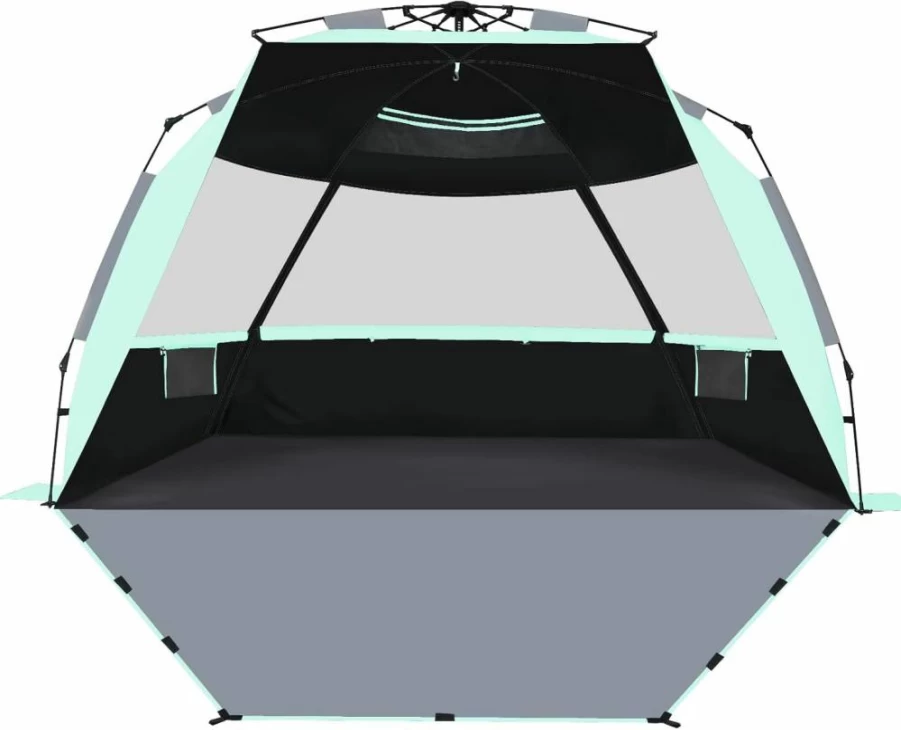Sebor Deluxe XL Pop-Up Beach Tent for 4-6 People, UPF 50+ Sun Shelter with Dark Technology, Easy Setup & Portable for Beach, Camping, Outdoor