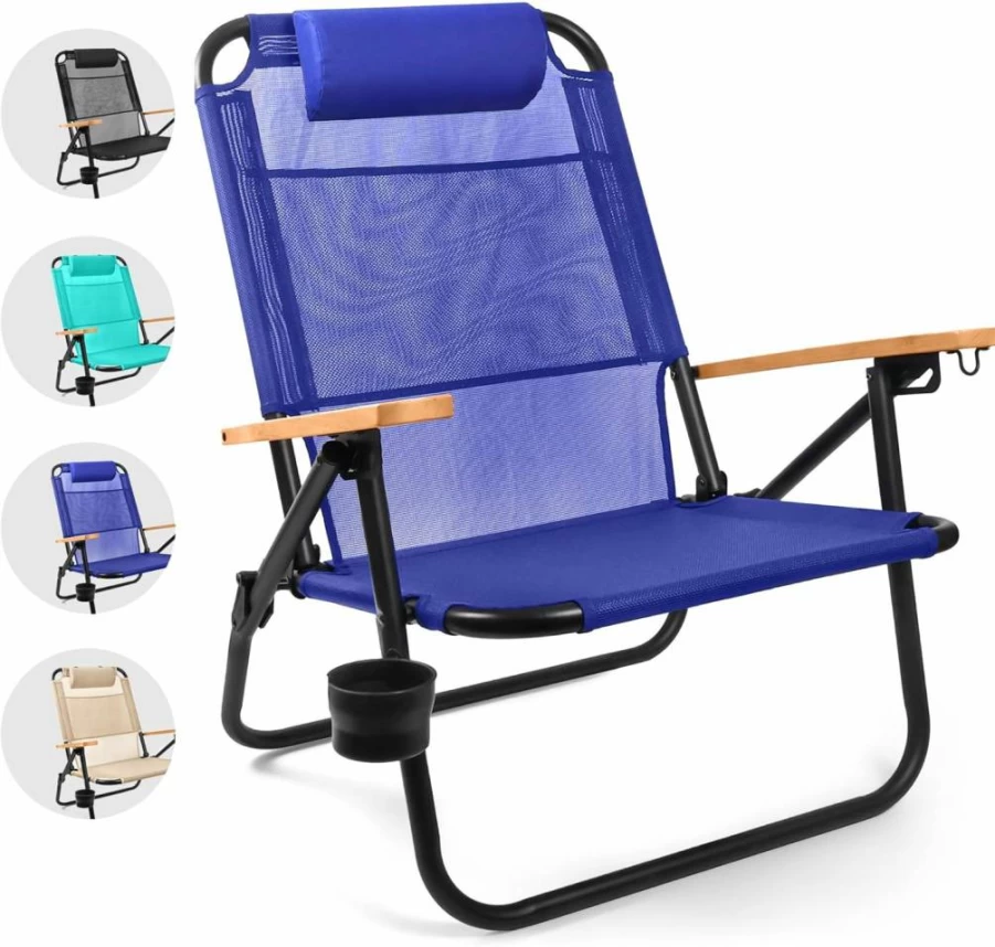 Water Buffalo Reclining Beach Chair Backpack with Cup Holder & High Back Support - Portable Adult Beach Lounge Chair for Bondi & Outdoor Use