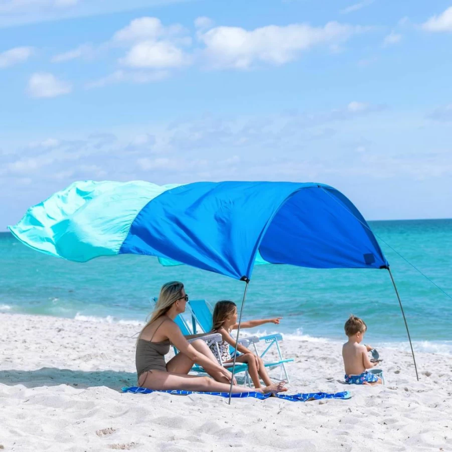 Shibumi Shade Mini – Portable Wind-Powered Beach Canopy, 75 Sq. Ft. Coverage for 8 People, Easy 2-Minute Setup, Includes Wind Assist Technology