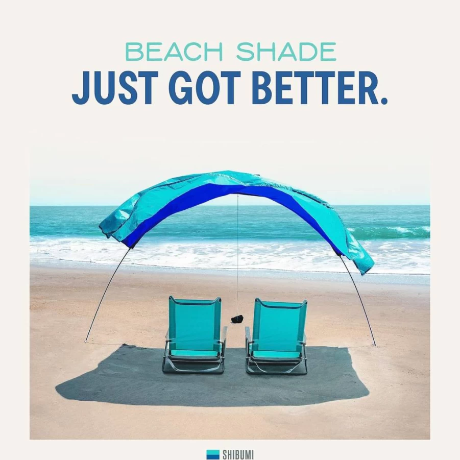 Shibumi Shade Mini – Portable Wind-Powered Beach Canopy, 75 Sq. Ft. Coverage for 8 People, Easy 2-Minute Setup, Includes Wind Assist Technology