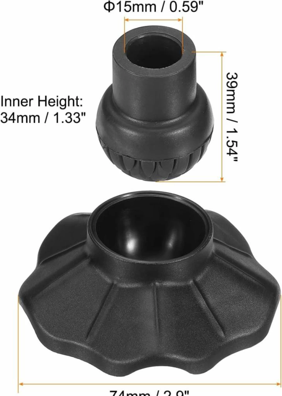 PATIKIL 4-Pack Non-Slip Chair Leg Caps - 0.59 Inch (15mm) Black Floor Protectors for Camping Chairs, Folding Tables, and Furniture - Rugged Stability on Hard Surfaces
