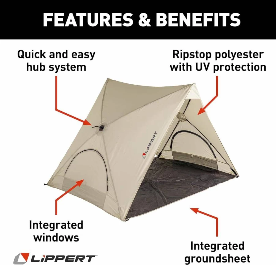 Tigsport 10x10 Ft Pop Up Beach Canopy Tent - Portable Sun Shelter with Carry Bag, Sand Pegs & Windproof Ropes for Outdoor, Picnic, Fishing - Easy Setup Family Shade