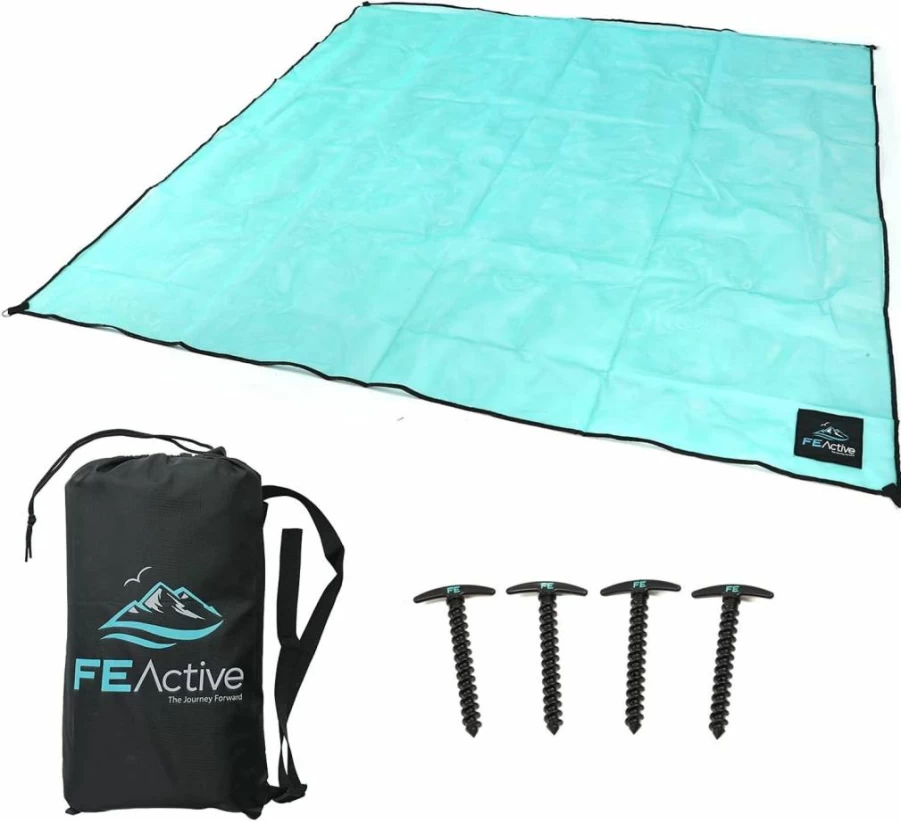 FE Active Extra Large Sand-Free Beach Blanket - Waterproof Picnic Mat for Camping, Travel & Outdoor Activities - Portable Sand-Proof Rug for Kids, Adults - California Designed