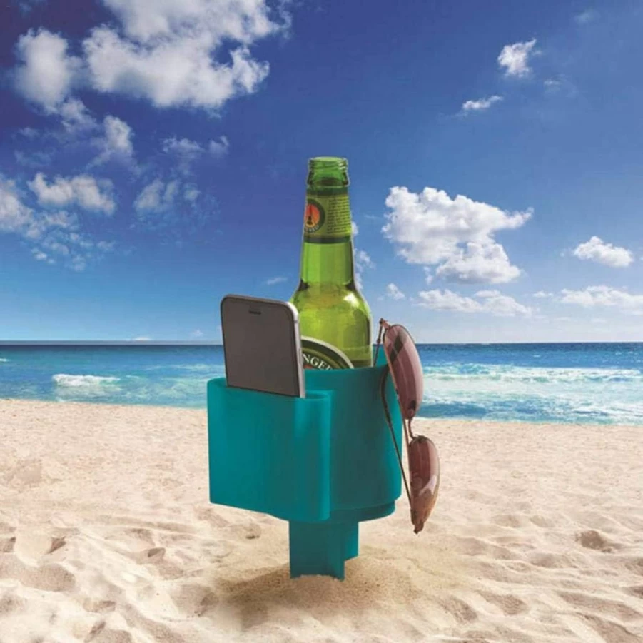 SmarTopus Beach Cup Holder - Insulated Drink & Phone Pouch with Sandproof Pocket for Outdoor, Picnic, Travel