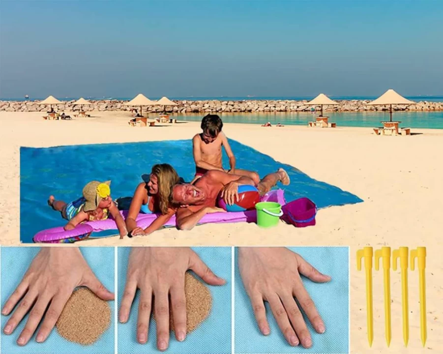 JAYIDAMAI Sandproof Beach Blanket 79"x79" - Portable, Fast-Drying, Easy-Clean Sand-Free Mat for Beach, Travel & Hiking Essentials