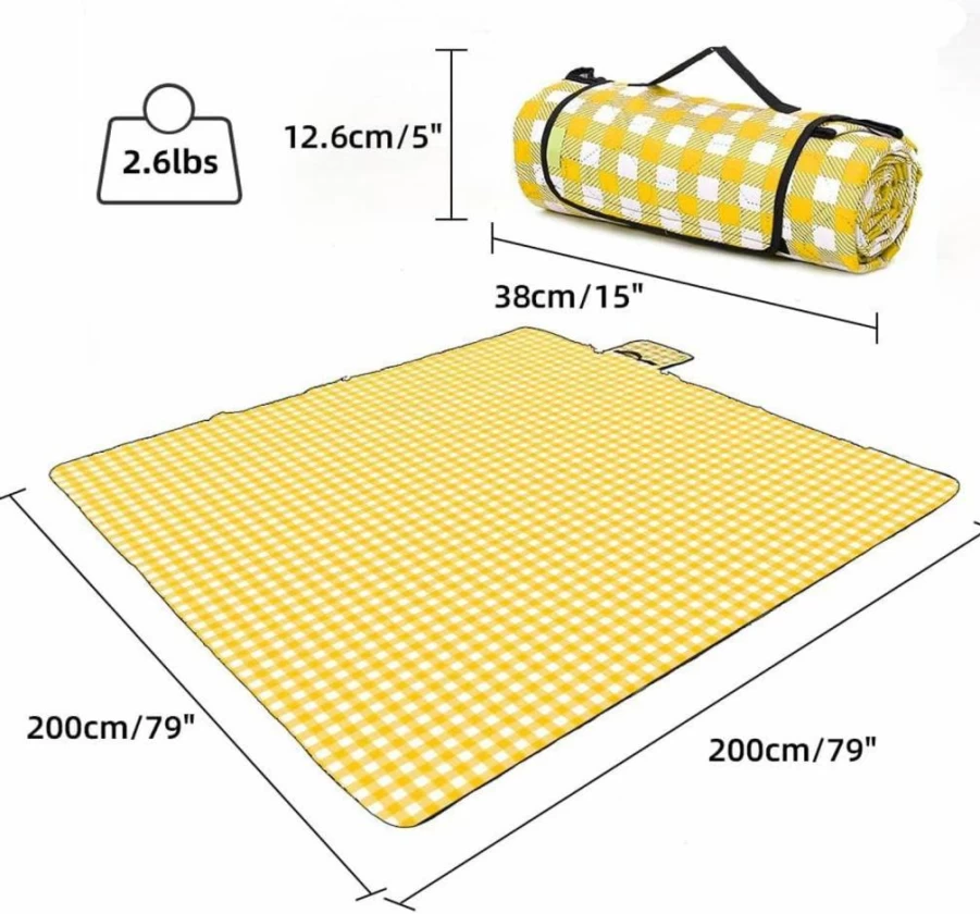 CHANODUG Extra Large Waterproof Picnic Blanket 79x79 Inch, Sandproof Beach Mat with Dual Layers, Machine Washable Portable Outdoor Blanket for Family, Kids, Camping, Travel - Red and White