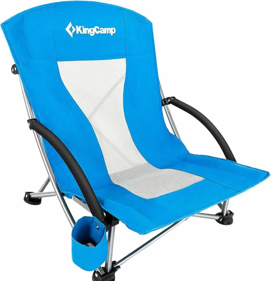 KingCamp Portable Low Beach Chair with Cup Holder - Lightweight Folding Camping Chair for Outdoor Activities, 3 Color Options
