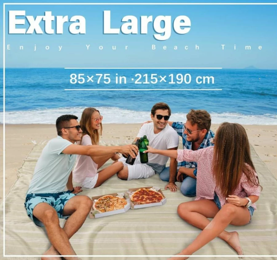 Widdonen Giant Turkish Beach Towel - 85"x75" Extra Large Cotton Blanket for Bath, Pool, Picnic & Outdoor - Sand Free, Thick Blue Throw - Cloud Design Adult Gift
