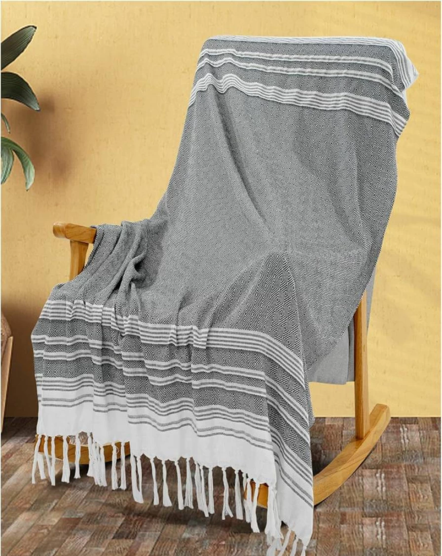 Genovega Giant Turkish Beach Towel - XL Boho Sand-Free Quick Dry Lightweight Blanket for Travel, Summer Vacation, Honeymoon, and Women's Gift