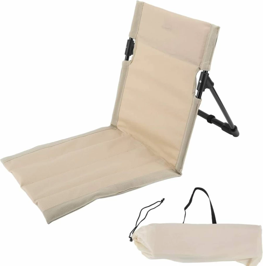 Luqeeg Portable Beach Chair with Backrest – Foldable Reclining Mat for Sunbathing, Camping & Outdoor Activities, Includes Carry Tote