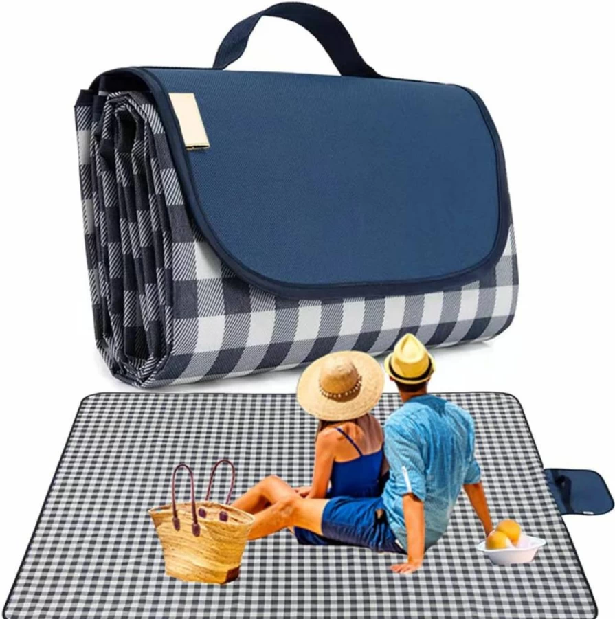 RUIBOLU Waterproof Picnic Blanket 80"x80" Extra Large, Sand Proof Portable Outdoor Mat for Beach Camping Hiking Park Travel, Foldable Lawn Blanket for Music Festival (Brown)
