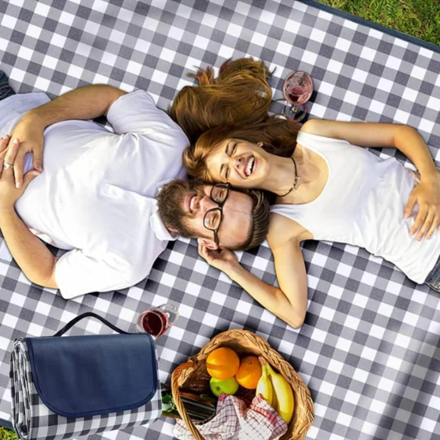 RUIBOLU Waterproof Picnic Blanket 80"x80" Extra Large, Sand Proof Portable Outdoor Mat for Beach Camping Hiking Park Travel, Foldable Lawn Blanket for Music Festival (Brown)