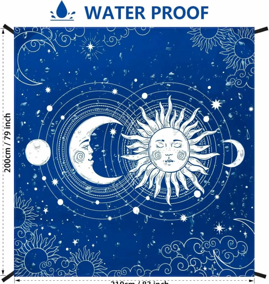 WIWIGO Premium Sandproof Beach Blanket - Extra Large Waterproof Mat for Adults, Quick Dry with 4 Stakes & Corner Pockets, Ideal for Outdoor, Camping, Travel & Hiking