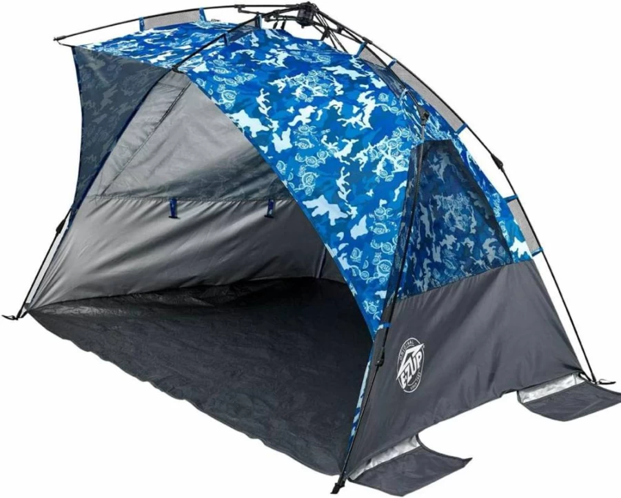 E-Z UP Wedge Portable Beach Tent with 51"X51" Entrance, 2 Roll-Up Windows, Storage Pocket, and Splash Protection for Sun Shelter