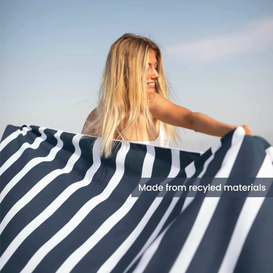 SummerSand Extra Large Microfiber Beach Towel - 71x63 Inch Oversized Quick Dry Sand Free Travel Blanket, Lightweight & Compact, Eco-Friendly Recycled Materials, Deep Blue