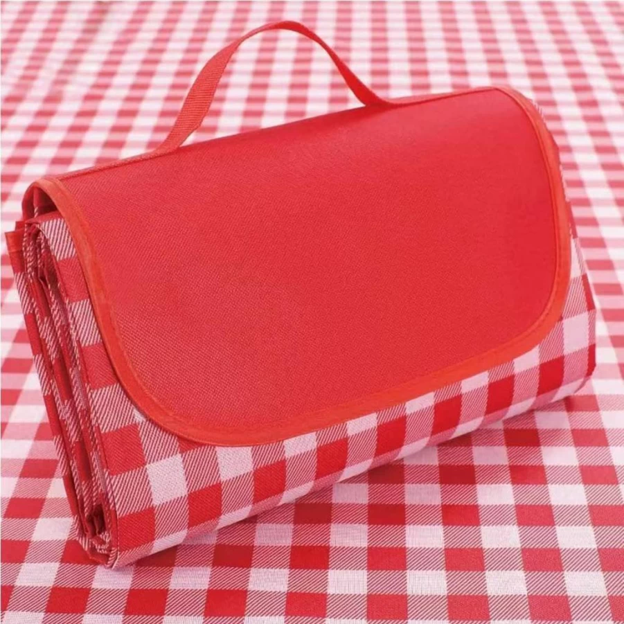 K Y KANGYUN Waterproof Picnic Blanket 80"x60" - Sandproof Beach Mat for Outdoor Camping, Hiking, Park - Foldable Travel Mat with Tote Bag - Red Plaid Design for Indoor & Outdoor Use