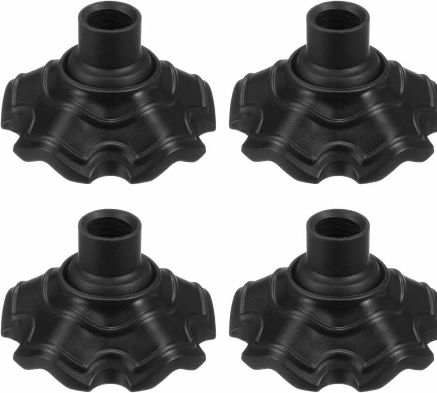 M METERXITY 4-Pack Camping Chair Foot Pads - 17mm Black Plastic Anti-Sinking Replacement Feet for Outdoor, Fishing, Hiking, Picnic - Fits Hardwood Floors & Tile